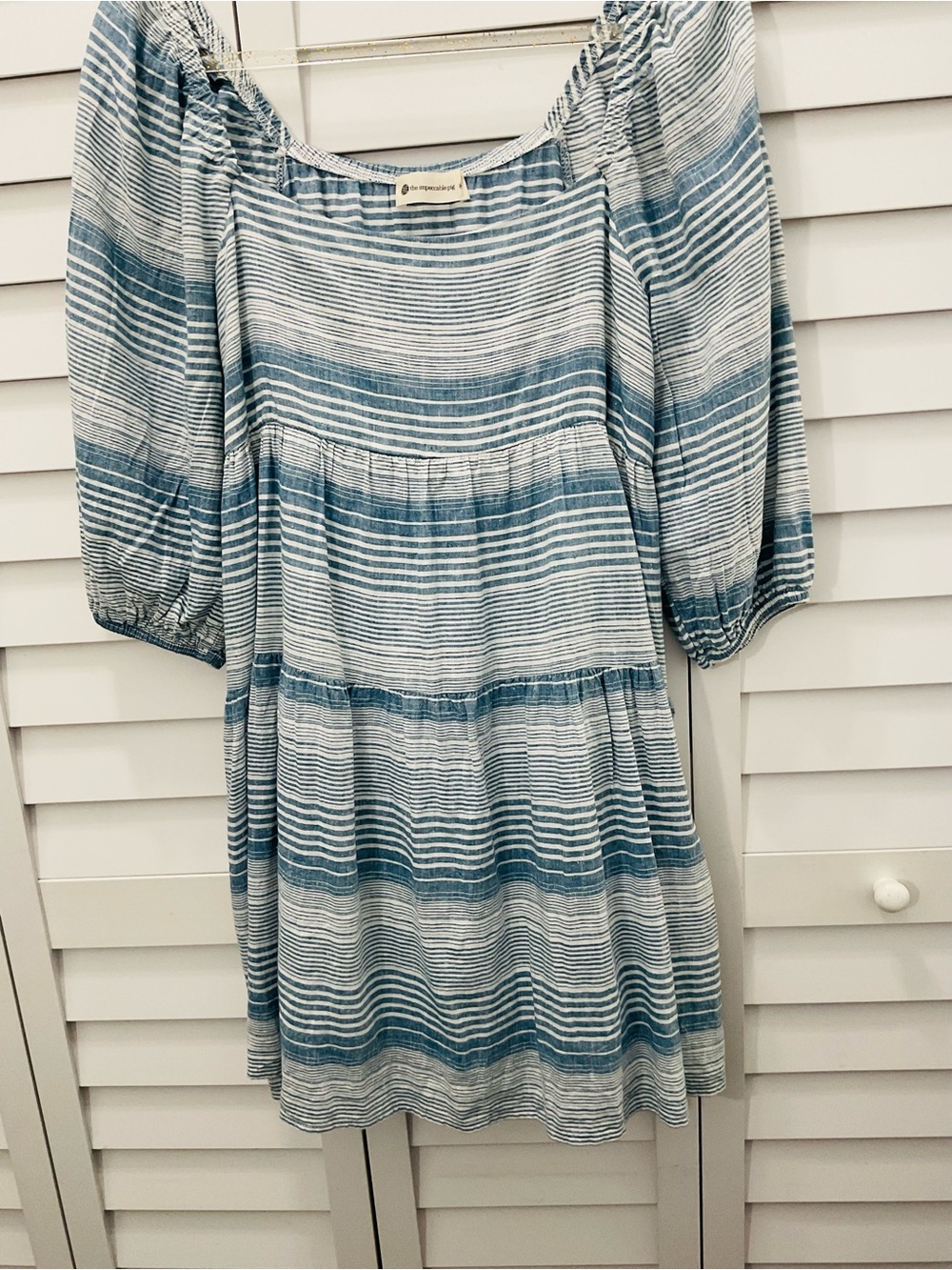 Impeccable Pig  Blue & White Peasant Swing Dress - Women